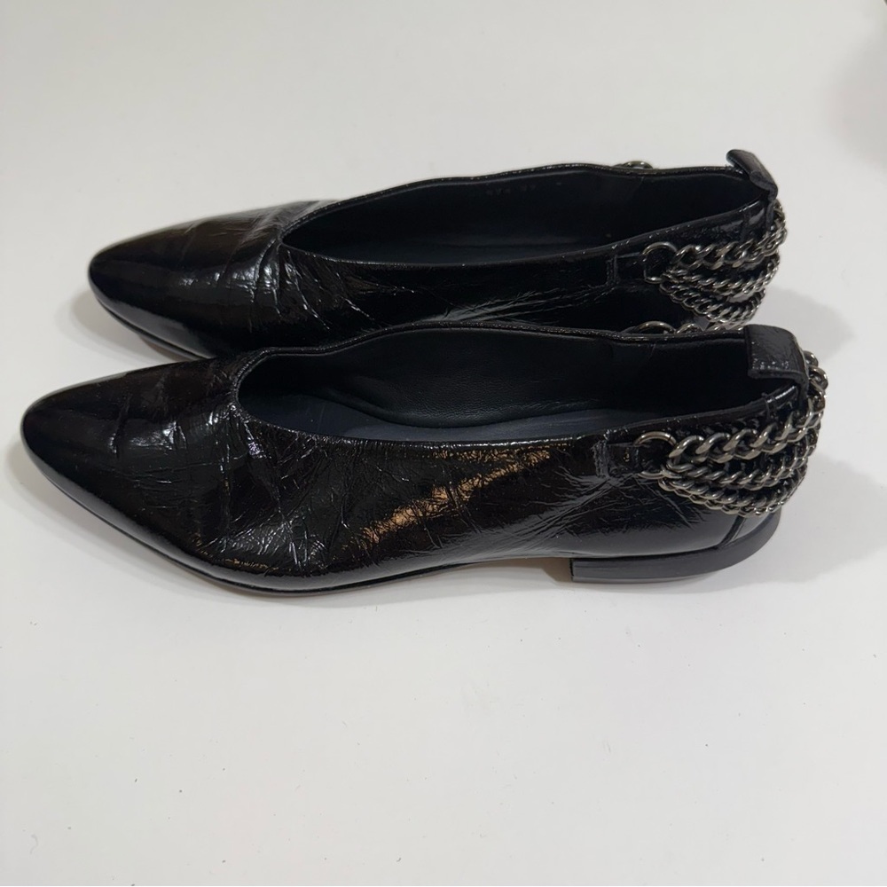 Homers Baby Flat with Chain Superluxe Black Patent Leather Shoes Size 7 - Picture 5 of 12